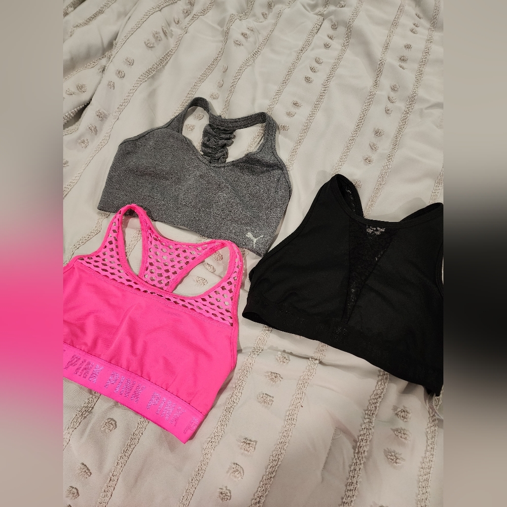 Two Victoria's Secret and One Puma Sports Bra - Medium EUC